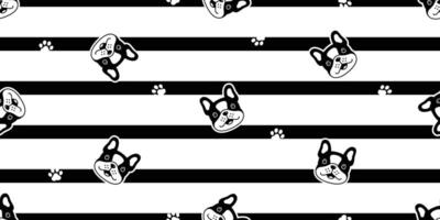 dog seamless pattern french bulldog paw footprint vector stripes pet puppy head scarf isolated repeat wallpaper tile background cartoon doodle illustration design