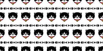 cat seamless pattern kitten vector fish bone collar scarf isolated repeat background tile wallpaper cartoon doodle illustration design