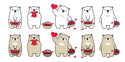 Bear vector heart valentine icon polar bear teddy basket logo symbol character cartoon doodle illustration design