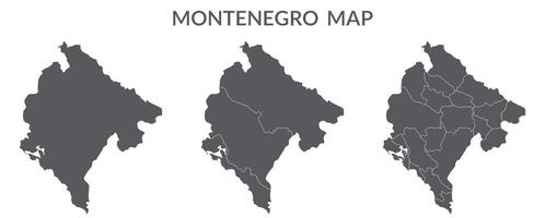montenegro mapa. mapa de montenegro en gris conjunto vector