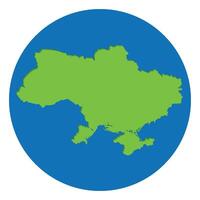 Ukraine map. Map of Ukraine in high details green color in globe design with blue circle color. vector