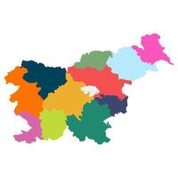 Slovenia map. Map of Slovenia in administrative provinces in multicolor vector