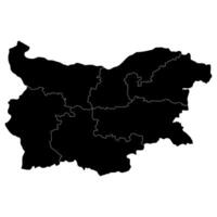 Bulgaria map. Map of Bulgaria in six mains regions in black color vector