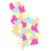 Serbia map. Map of Serbia in administrative provinces in multicolor vector