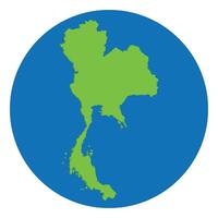 Thailand map green color in globe design with blue circle color. vector