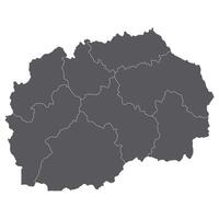 North Macedonia map. Map of North Macedonia in administrative provinces in grey color vector