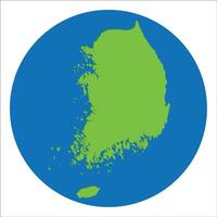 South Korea map green color in globe design with blue circle color. vector