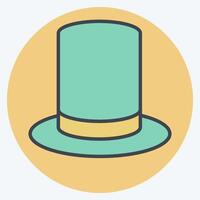 Icon Top Hat. related to Magic symbol. color mate style. simple design editable. simple illustration vector