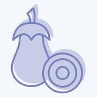 Icon Eggplant. related to Vegan symbol. two tone style. simple design editable. simple illustration vector