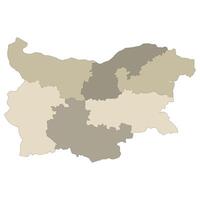 Bulgaria map. Map of Bulgaria in six mains regions in multicolor vector