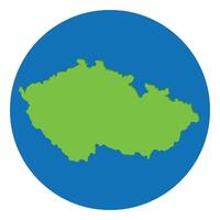 Czechia map. Map of Czech Republic green color in globe design with blue circle color. vector