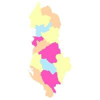 Albania map. Map of Albania in twelve counties in multicolor vector