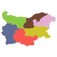 Bulgaria map. Map of Bulgaria in six mains regions in multicolor vector