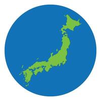 Japan map in green color in globe design with blue circle color. vector