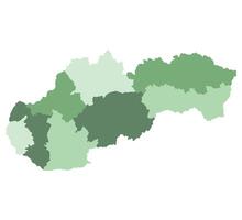 Eslovaquia mapa. mapa de Eslovaquia en ocho red eléctrica regiones en multicolor vector