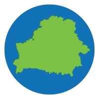 Belarus map. Map of Belarus in green color in globe design with blue circle color. vector