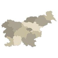 Slovenia map. Map of Slovenia in administrative provinces in multicolor vector