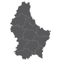 Luxembourg map. Map of Luxembourg in administrative provinces in grey color vector