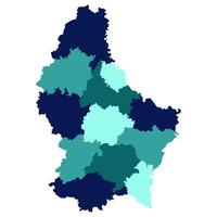Luxembourg map. Map of Luxembourg in administrative provinces in multicolor vector