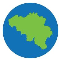 Belgium map. Map of Belgium in green color in globe design with blue circle color. vector