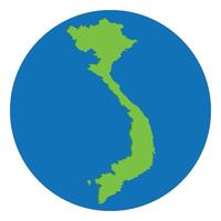 Vietnam map green color in globe design with blue circle color. vector