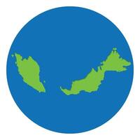 Malaysia map. Map of Malaysia in green color in globe design with blue circle color. vector