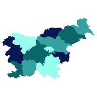 Slovenia map. Map of Slovenia in administrative provinces in multicolor vector