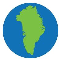 Greenland map. Map of Greenland green color in globe design with blue circle color. vector