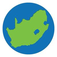 sur África mapa. mapa de sur África en verde color en globo diseño con azul circulo color. vector