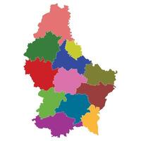 Luxembourg map. Map of Luxembourg in administrative provinces in multicolor vector