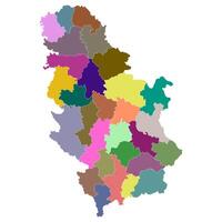 Serbia map. Map of Serbia in administrative provinces in multicolor vector