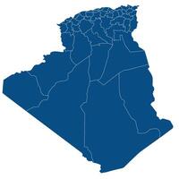 Algeria map. Map of Algeria in administrative provinces in blue color vector