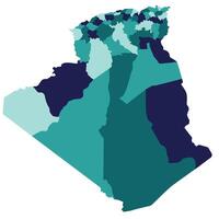 Algeria map. Map of Algeria in administrative provinces in multicolor vector