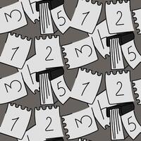 The pattern of tear-off calendar sheets with numbers is flat. Calendar with sheets, isolated seamless pattern on a gray background. The symbol for counting days. Vector illustration