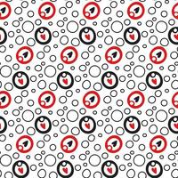 Abstract background with hearts and circles in black and red colors. A heart in circles on a white background. Flat ornament. Printing on textiles and paper for holiday printing vector