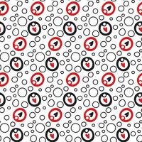 Abstract background with hearts and circles in black and red colors. A heart in circles on a white background. Flat ornament. Printing on textiles and paper for holiday printing vector