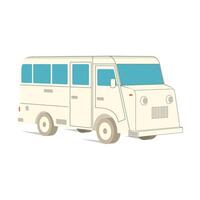 Retro recreation vehicle camper, camping RV, trailer or family caravan. 3d isometric cartoon icon isolated on white. For summer camper family travel concept. Vector. vector