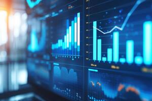 AI generated Business analytics dashboard with charts and metrics to analyze performance. Generative AI photo