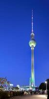 Berlin, Germany, 2021 - Berlin Television tower during the Festival of Lights, Berlin Mitte district, Berlin, Germany photo