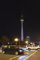 Berlin, Germany, 2021 - Berlin Television tower during the Festival of Lights, Berlin Mitte district, Berlin, Germany photo