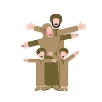 Flat Illustration Of Muslim Family vector