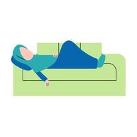 Hijab Woman Sleeping On Sofa vector