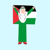 Hijab Woman Holding Palestine Flag vector