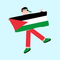 A Man Holding Palestine Flag vector