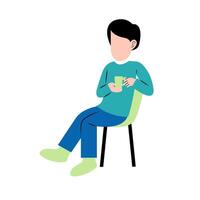 Man Drinking Coffee On Chair vector