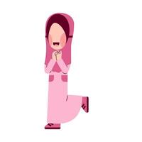 Character Of Happy Hijab Kid vector