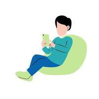 Man Playing Tablet On Couch vector