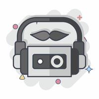 Icon Cassette. related to Hipster symbol. comic style. simple design editable. simple illustration vector