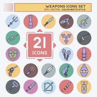 Icon Set Weapons. related toTools of War symbol. color mate style. simple design editable. simple illustration vector