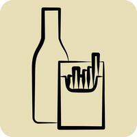 Icon Smoking Alcohol. related to Hepatologist symbol. hand drawn style. simple design editable. simple illustration vector